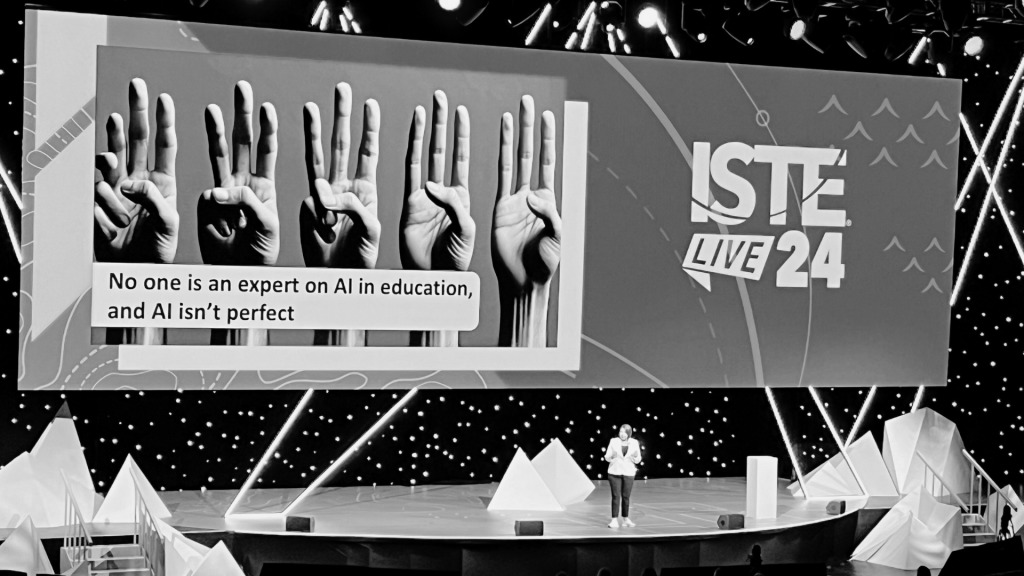 Jody Britten speaking on the main stage at ISTELive 24